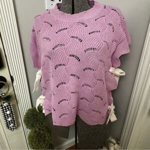 Purple Knit Sweater with Side Ties by Heyson size Medium